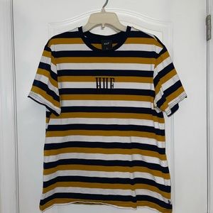 Mens Striped HUF T Shirt